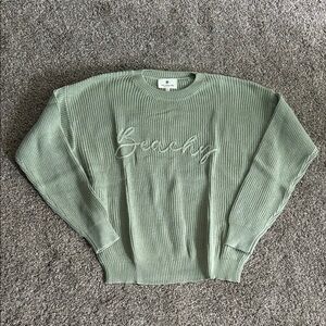 Betseys Boutique Shop Women’s Small NWOT “Beachy” Green Knit Sweater